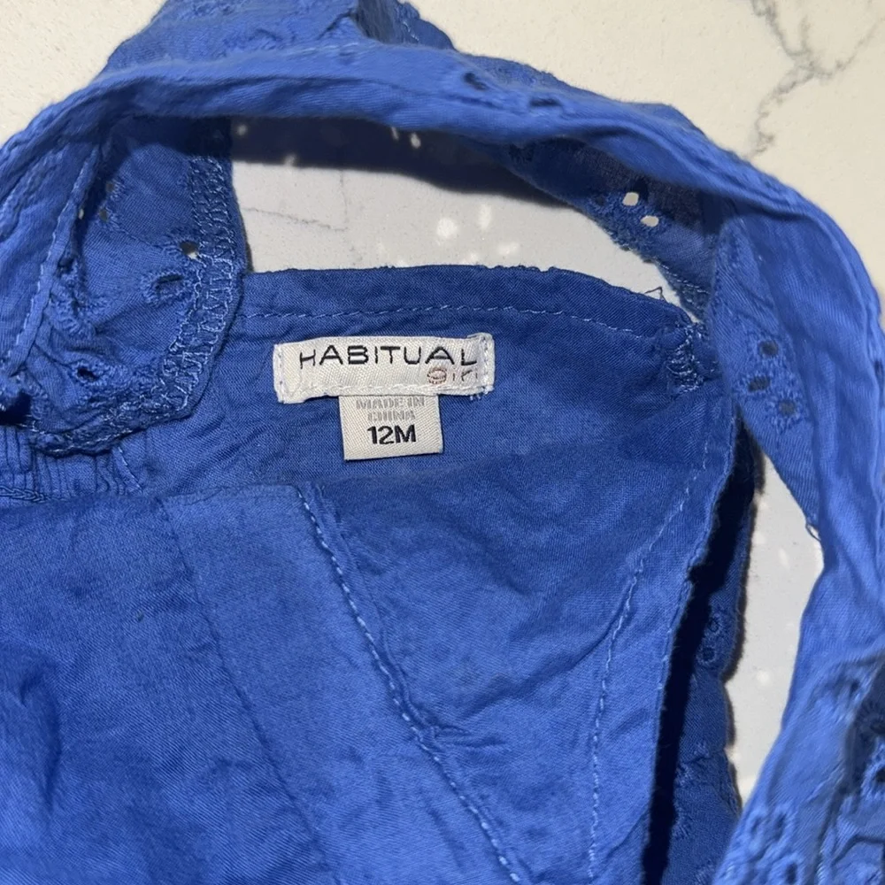 Habitual Girl Toddler Baby Eyelet Blue Romper 12M